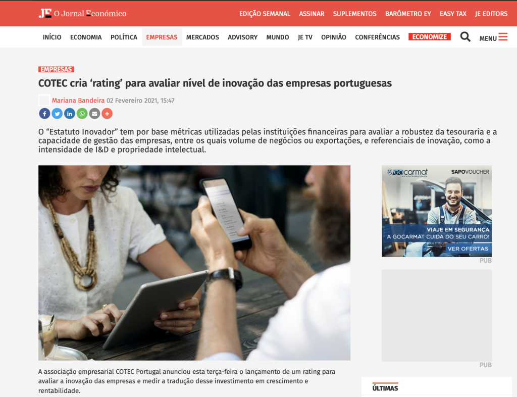 “COTEC cria ‘rating’ para avaliar nível de inovação…